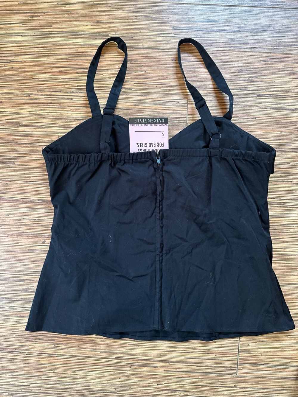 Vixen by Micheline Pitt Black Bustier Cami with Sweetheart Neckline XL - Picture 3 of 6